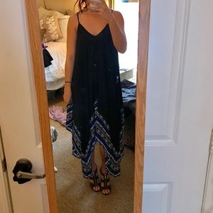 Express Asymmetrical Black & Blue Tank Top Dress